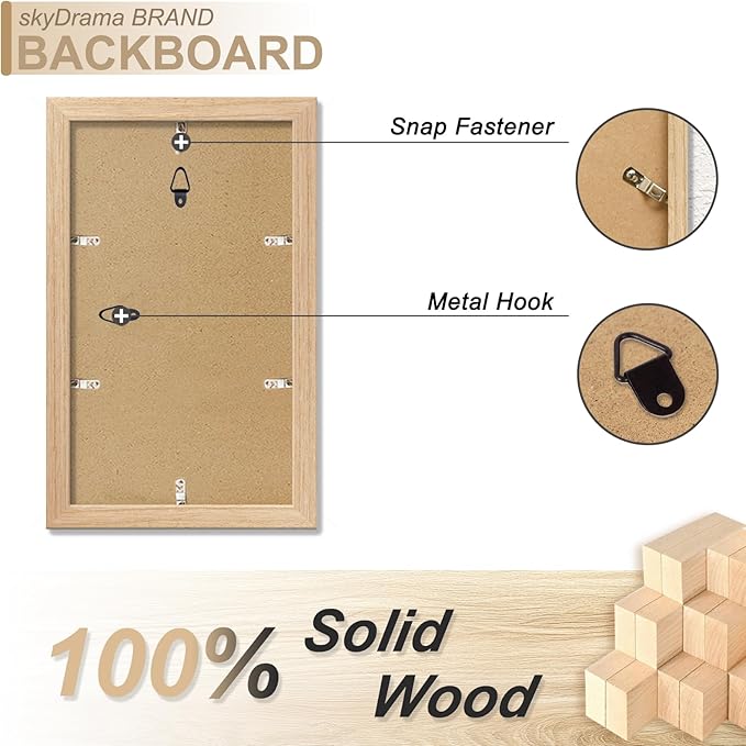 Natural Solid Wood 6x12 Picture Frame, Display 6 x 12 Inch Picture Poster Photo, Vertical & Horizontal Wall Hanging - 2 Pack/Natural/6"x12"