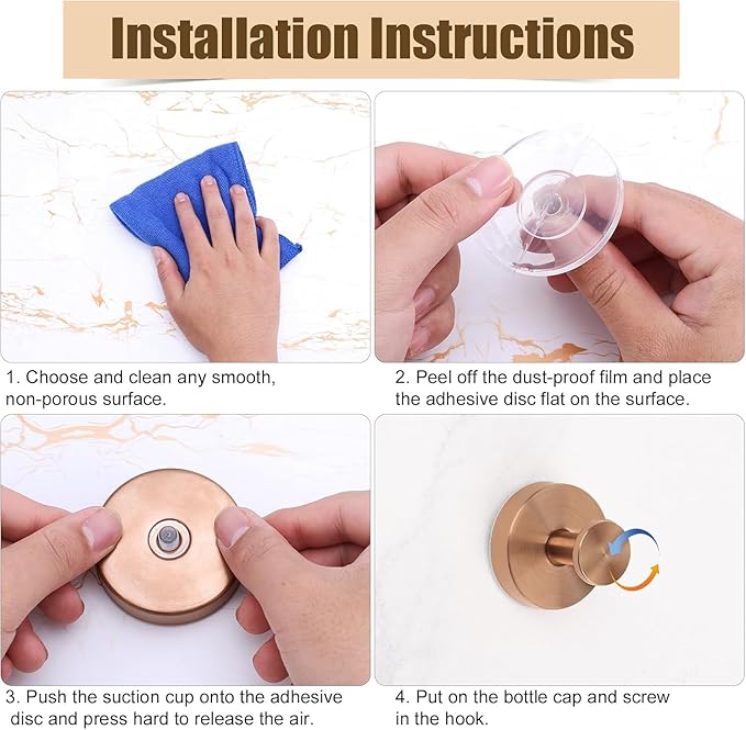 Linwnil Suction Cup Wreath Hanger，Suction Cup Hooks Hanging 10 Lbs，Waterproof Suction Cup Wreath Holder for Windows, Shower, Wreaths，Smooth Doors (Rosegold, 4 Pack)