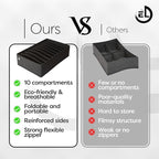 Drawer Organizer Clothes - 3 Set Multipurpose Dresser Drawer Organizer for Adults & Kids, Closet Foldable 10 Cells per Organizer - Non-Woven Fabric, T-Shirts, Baby Clothes, Shorts Organizer - Black