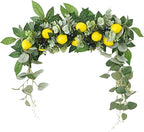 Firlar Artificial Flower Swag, 18 Inch Decorative Swag with Lemon Berry, Green Leaves Hanging Ornament Floral Swag Door Swag for Wedding Home Party Door Wall Decoration