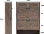 Shoe Cabinet with 2 Flip Drawers & 2 Drawers,Farmhouse Shoe Storage Cabinet for Entryway,Slim Freestanding Narrow Organizer Rack for Front Door Entrance,Dark Walnut