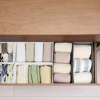 Washable Cloth Drawer Organizer, Set of 4 Foldable Sock Dresser Drawer Organizers Storage Boxes, Fabric Storage Boxes Closet Cabinet Organizer for Clothes (Gray, 2M+2S)