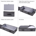 Omygarden Under Bed Storage Bins with Lids, Closet Organizers, Foldable Under-bed Storage Baskets for Sheets, Clothes, Quilts, Sweaters, Wrapping Paper, 35x16.5x7inch, Black Gray, 1PCS