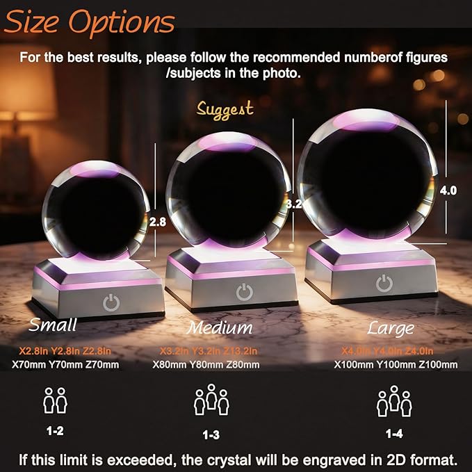 3D Crystal Photo,Personalized Gift for Dad Husband Grandpa,Custom snow globes with picture,Custom Father’s Day Anniversary Birthday,Pet Memorial Keepsake