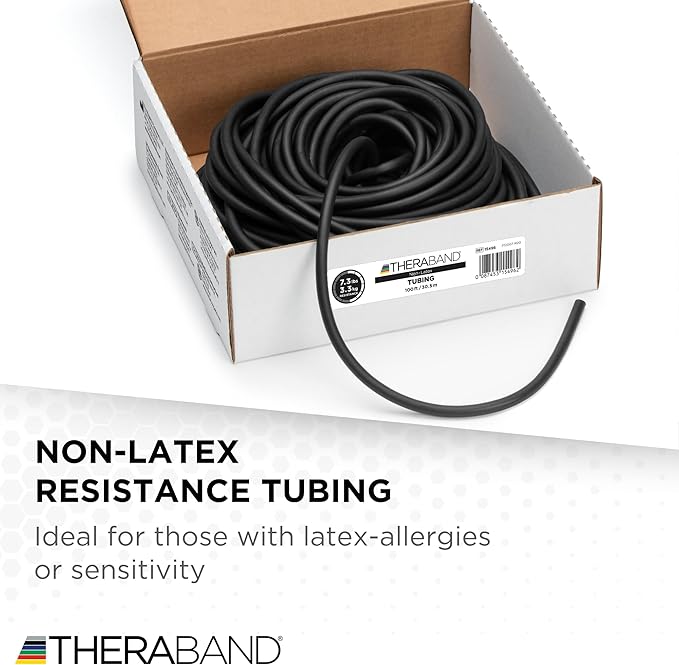 THERABAND Latex Resistance Tubing, Red, Medium Level 2, 100 ft Roll, Professional Grade Resistance Band for Exercise, Upper and Lower Body Workouts, Cut-to-Length, Color-Coded Levels