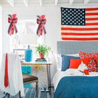 Large Patriotic Wreath Bows for Front Door, Memorial Day Red Blue White Stars and Stripes Bows for Wreath