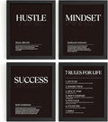 DSHFG Black Motivational Office Pictures Wall Decor Prints Set of 4, Black Motivational Wall Art Decor Tredny Posters Prints for Office Home Room Decor, 8x10 Unframed
