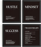 DSHFG Black Motivational Office Pictures Wall Decor Prints Set of 4, Black Motivational Wall Art Decor Tredny Posters Prints for Office Home Room Decor, 8x10 Unframed