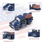 Memorial Day Patriotic Truck Decor, Americana Vintage Pickup Truck Tabletop Decoration, Rustic Farmhouse Tiered Tray Decor for 4th of July Independence Day Home Office
