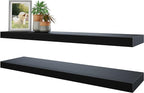 BAMEOS Floating Shelves, 31W x 8D Wall Mounted Display Shelves with Invisible Brackets, Set of 2 | Lightweight Décor Shelf for Bedroom, Living Room, Bathroom & Entryway Black