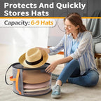 Oversized Clear Hat Storage Box for Women, Cowboy Hat Organizer for Closet, Wide Brims Hat Case with Carrying Handles, Hat Bag (Grey)