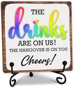 Bar Decor Signs For Home Bar - Drinks - Table Desk Shelf Decorations 5" Wood Plaque With Stand For Home Coffeebar Set Accessories - E01