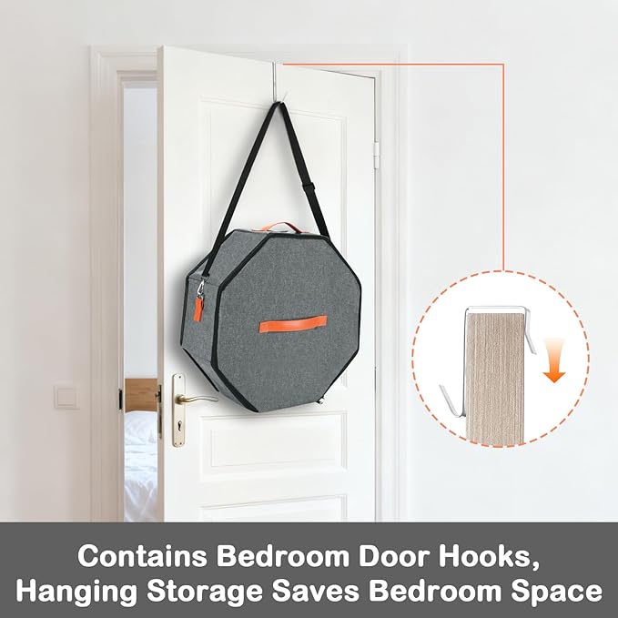 4 Pack Hat Storage Boxes, with Hardboard Support, Cowboy Hat Box for Travel & Home Organization, with 4 Door Hooks for Women & Men(Grey)