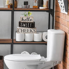 Moucuny 4 Pcs Bathroom Shelf Decor Hello Sweet Cheeks Sign Farmhouse Bathroom Decor and Accessories Rustic Eucalyptus Leaves Wood Block Sign Gift Sweet Home Table Centerpiece for Home Office