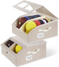 2 Pack Hat Storage for Baseball Caps-Holds Up to 48 Caps, Hat Organizer for Closet Stackable Hat Box with Cardboard, Dustproof Baseball Cap Organizer with 2 Handles for Home Travel (Beige, 2Pack)