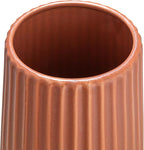 Bloomingville Round Stoneware Fluted Vase with Embossed Lines, Matte Terracotta