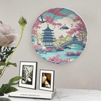 Chinoiserie Pagoda White Coral Blue Asian Plates Ceramic of 6", 7", 9", 10", Custom Ceramic Salad Plates, Home Art Decoration Decorations Wedding, Unique Art with Stand