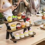 Perfume Stand for Men Women, 3 Tier Cologne Organizer, Display Shelf Stands for Dresser, Wooden Shelf Display Risers for Party, Makeup, Figures, Cupcake, Dessert