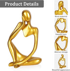 Sandstone Resin Thinker Style Abstract Sculpture Statue Collectible Figurines Home Office Bookshelf Desktop Decor (Small Gold, Left)