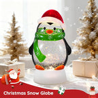 Christmas Snow Globe Penguin Lighted Musical Glitter Globe Battery Operated or USB Powered with Timer Water Glittering Snowing Globe for Christmas Party Home Table Decorations Gifts (Penguin)