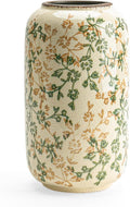 Ceramic Vase for Flowers – Modern Small Ribbed Textured Flower Vase for Home Decor, Pampas Grass, Decorative, Farmhouse, Coffee Table, Kitchen Centerpieces, Bookshelf and Home Living (Ice Crack Beige)