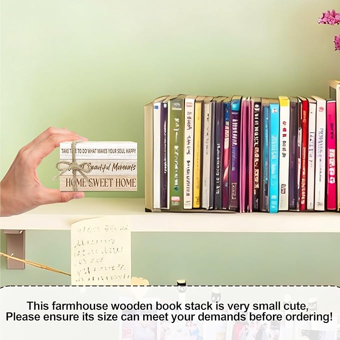 Ycyfckdr Mini Decorative Books for Home Decor, Wood Book Stack for Table Decor, Home Sweet Home Decor Books for Living Room Bookshelf, Farmhouse Stacked Books Decor (L01)