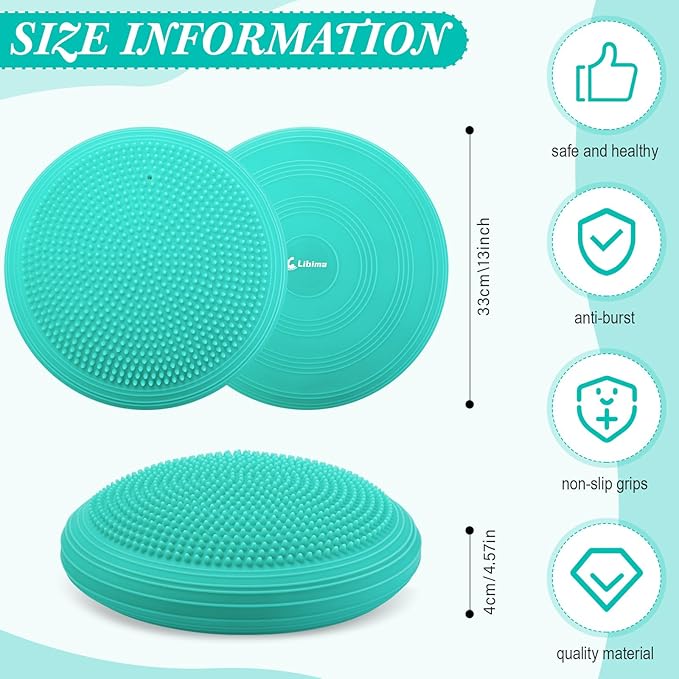 Libima 4 Pcs Wiggle Seat Inflated Wobble Cushion for Sensory Kid 13 Inches Balance Disc Flexible Seating for Classroom Sensory Pad for Chair Wiggle Cushion