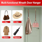 2-Pack Adjustable Wreath Hangers for Front Door Decor, 12.5-20" Heavy Duty Metal Over The Door Hooks (22 lbs) for Easter & Welcome Signs, Ultra-Thin Scratch-Free Holder for Tall & Storm Doors