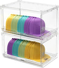 2 Pack Large Hat Organizer Box, Stackable Clear Baseball Caps Holder Box Containers with Sliding Door for Hats Snapback Cap Storag, Hat Rack Display Case, Holds 20 Hats Each -Clear