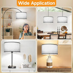 OUTON White Lamp shades Set of 2, Large Drum Lamp Shades for Floor Lamps, 16" Top x 16" Bottom x 9" High, Easy to Assemble, Replacement Linen Lampshades for Table Lamps & Bedside Lamps (1.65" Spider)