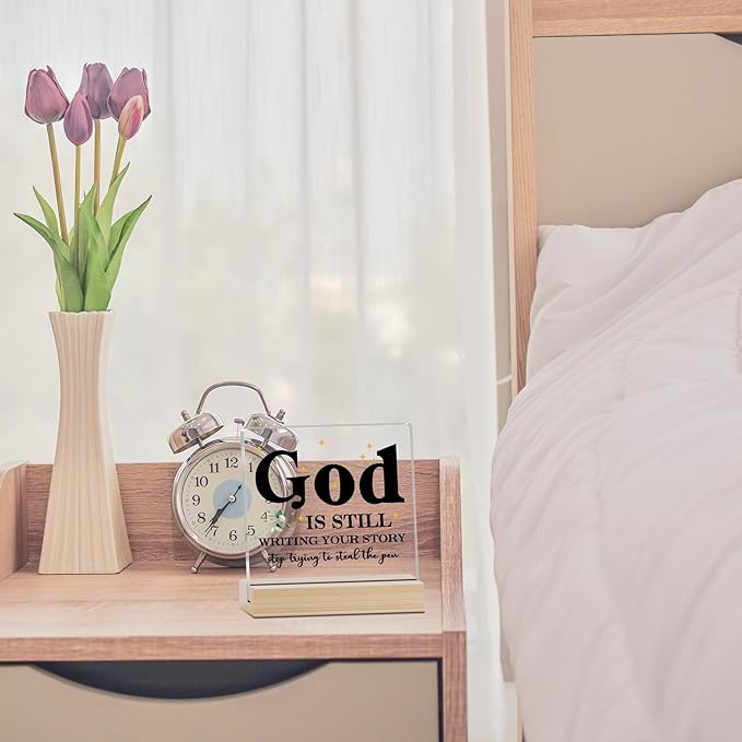 Farmhouse Decor, Acrylic Christian God Home Decorations, Aesthetic Entry Way Table Shelf Decor, Living Room Table Accessories, Boho Office Decorations For Work (02)
