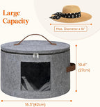 Lifewit Round Cowboy Hat Box for 7 Caps, Large Felt Hat Organizer Bag for Men&Women Storage, Baseball Cap Container with Lid for Travel, Foldable 16.5" Dx10.6 H Carrier, 37L Each, Gray 1 Pack
