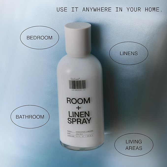 DedCool Room + Linen Spray in Xtra Milk | Natural Fabric Spray | Non-Toxic, Essential Oil Infused | Freshens Home, Bedding, Couch, Closet & Bath | 3.4 fl oz