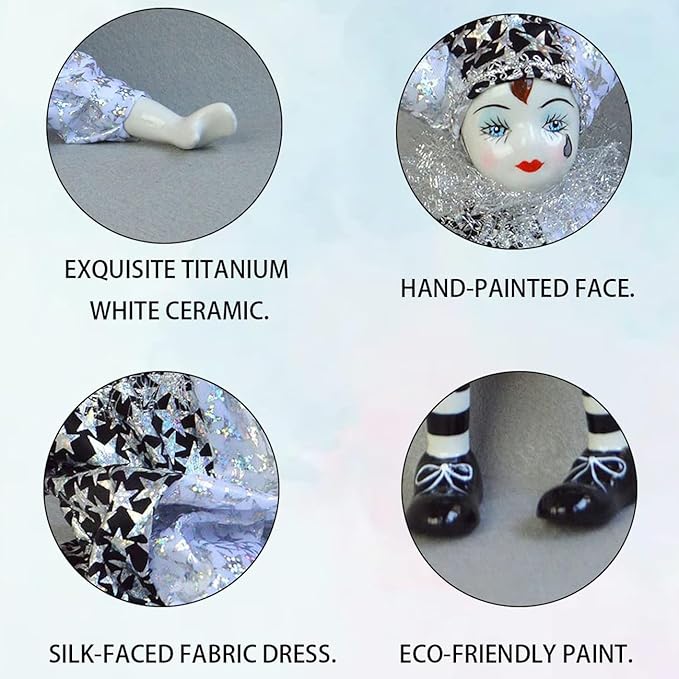 Maxyoung 14 Inch Porcelain Clown Doll Vintage Dolls Figurine, Collectible Figure, Hand Painted Toy, Christmas Halloween Birthday Gift, Twisted Body