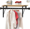 Closet Rod, 17 to 51 Inch Clothes Rods 1.3 Inches Heavy Duty Adjustable Closet Pole for Hanging Clothes and Heavy Duty Hanging Clothes Rod Bracket Closet Pole Support (Black)