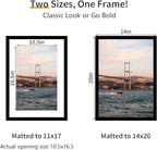14x20 Picture Frame 3 Pack - Black Poster Frame Display Pictures 11x17 with Mat or 14 x 20 Without Mat for Wall Hanging Horizontal and Vertical