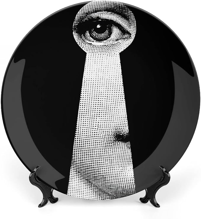 Lina Cavalieri Plate, Wall Decorative Plate, Mysterious Face Plate Wall Hanging Decoration,Including Bracket And Special Spring HooK, (Style-14, 8inch)