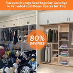 Vacuum Storage Bags for Travel with Pump - 12 Pack Vacuum Seal Bags for Clothing, Blankets, Bedding, Seasonal Storage, 80% Space Saver Compression Packing Bags for Suitcase and Luggage (12PACK)