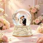 Large DIY Photo Frame Snow Globe with Double Sided Photo Insert, 5.5Inch Height Snow Globe with Liquid Resin Base, Christmas Thanksgiving Family Friends Gift, Desktop Tabletop Decoration
