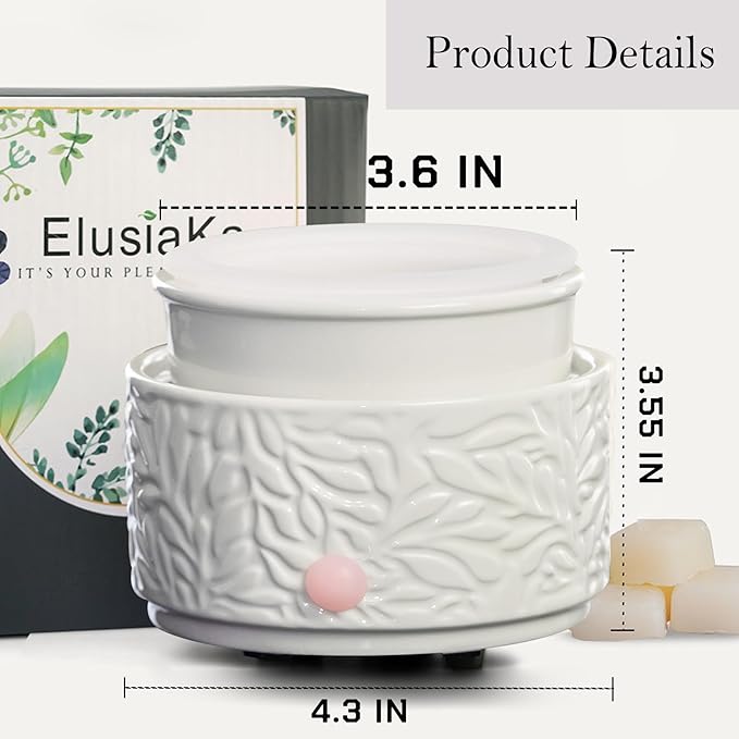 Ceramic Wax Melt Warmer with Timer & Silicone Liner, 3-in-1 Electric Scented Wax Burner for Home Aromatherapy, Fast Melting Fragrance Warmer for Essential Oils & Jar Candles Flame for Women