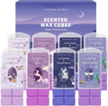 SCENTORINI Wax Melts, Wax Cubes Strong Scent, Summer Scents, Lavender Scented Wax for Sleep, Wax Melts for Warmer, 2*Lavender & Gardenia, Sage, Chamomile, Sandalwood, 2.5 oz 8-Pack