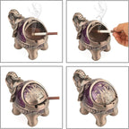 LAUYOO Elephant Decorative Ashtray with Lid for Cigarettes Metal Smoking Ash tray Holder for Smoker Windproof Cigarette ashtrays for Indoors Outdoors Fancy Gift for Men Women (Dark Purple)