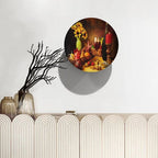 Decorative Plate Stand, 6 Inch, Fruit And Nut Decorated Red Wine Round Display Plate, Decorative Plates with Stand, Ceramic Craft for Wall Hanging Decorative