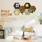 8 Pcs Hexagon Felt Cork Bulletin Board Tiles, Self Adhesive DIY Bulletin Board Pin Board for Office School Home Wall Decor Memos Photos Display (Gradual Brown)