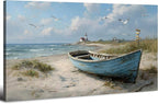 Coastal Wall Art Beach Wall Decor Nautical Ocean Canvas Picture Nature Seaside Boat Seascape Prints Painting Bathroom Decor Rustic Beach Scenery Artwork Living Room Bedroom Office Decoration 20x40"