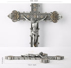 BC Catholic Crucifix Wall Cross, 12"H Jesus Christ Home Decor, Religious Gift, Vintage Silver Color Finish, Renaissance Sculpture Hand-painted by Buildclassic