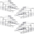 Fixwal 20pcs Large Acrylic Risers 4 Set Acrylic Display Stand Perfume Organizer Stands Clear Rectangular Dessert Table Display Set, Display Shelf for Show Cupcake, Figures, Jewelry, Toys