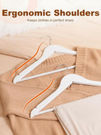 HOUSE DAY White Wooden Hangers 10 Pack, Solid Wood Hanger with Non Slip Pant Bar, Heavy Duty Wooden Coat Hanger for Closet, Smooth Finish Wood Clothes Hangers for Shirts, Suits Jackets, Dress