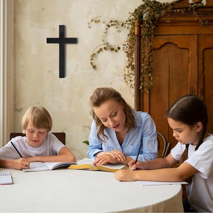XIPENGKEJI Wooden Cross for Wall,Can be Used for Christian Wall Art,Black Jesus Cross Decorp-Perfect Decoration,Home Decoration for Spiritual Salvation,Christian Gifts-11Inch X 6.2Inch(Black)