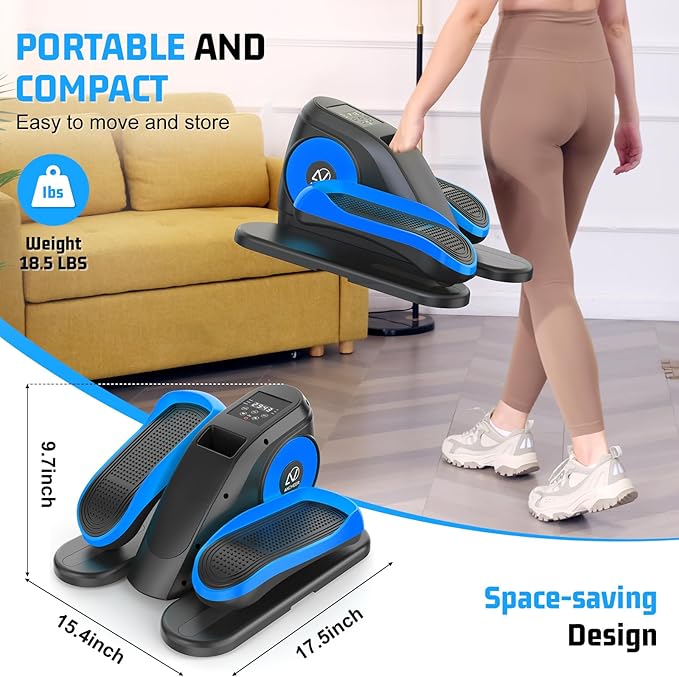 Under Desk Elliptical Machine, Leg Exerciser While Sitting for Seniors with Remote Control & 12-Speeds, Quiet Portable Electric Seated Pedal Exerciser Machine for Home Office